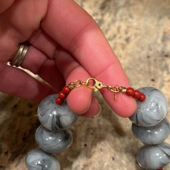 Vintage Monet Beaded Marble Faux Stone Chunky Choker - Picture 6 of 7